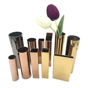 China Mirror 304 Stainless Steel Pipe Rose Gold Piping Stainless Steel Rectangular Tube Gold Colored Stainless Steel Pipe wholesale