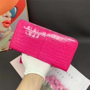 China Authentic Genuine Crocodile Skin Women Long Card Pure Lady Colorful Glossy Wallet Exotic Alligator Leather Female Clutch wholesale
