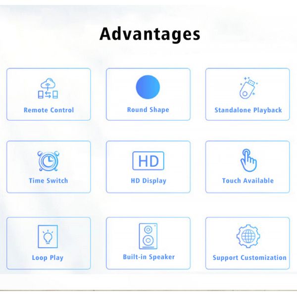 MJK 23.6 Inch 1280*1280 Touch LCD Display Android OS Based Circular Display Digital Signage for Shop Promotion Animation