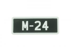 China Business Badges Clothes Soft PVC Patches Square Shape 70x25x2mm Black And White wholesale