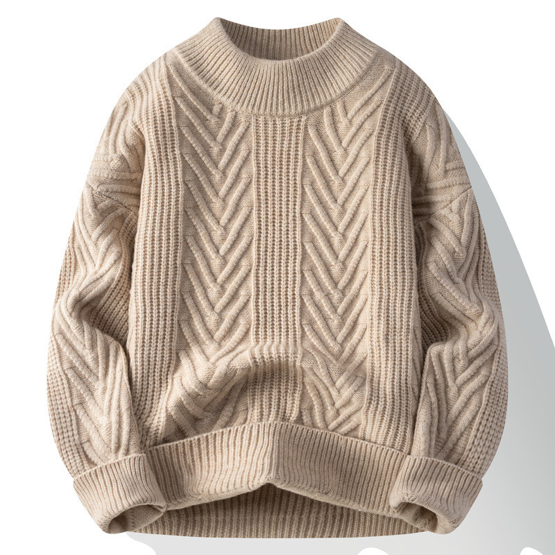 Stylish Men s Pullover Sweaters with Ribbed Hem Style from for Benefit Loose wired round neck sweater knit top