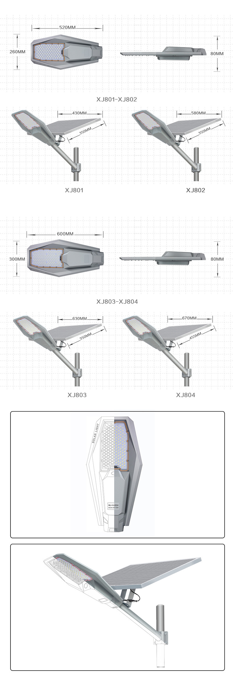 LED Solar Street Light With Pole Interstellar Warrior Lamps High Lumen Waterproof