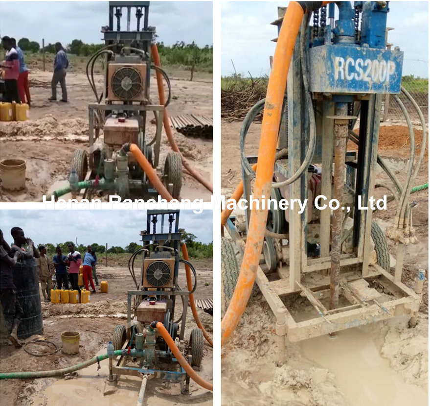 Portable 150m Small Hydraulic Water Well Drilling Machine Wheel Mounted Rig