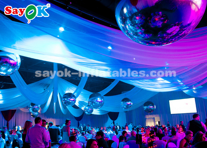 0.6mm PVC Inflatable Mirror Ball Silver Balloon Decoration Air Tight Seal Style