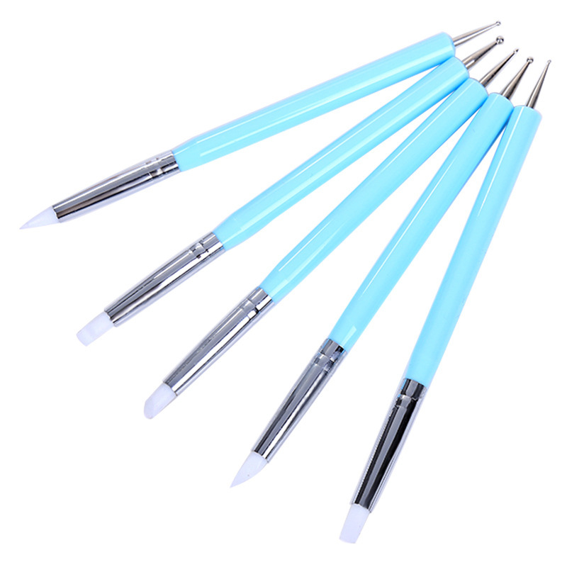 Plastic Size 10 Nail Painting Brush Dual End Nail Dotting Pen 3D Patterns