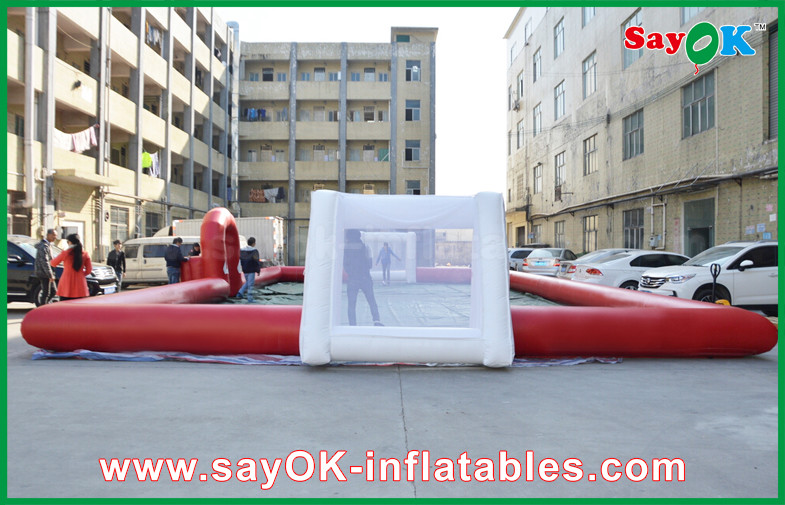 Giant Inflatable Football 10m Big Inflatable Red Football Field WIth Gate Use Strong PVC Material