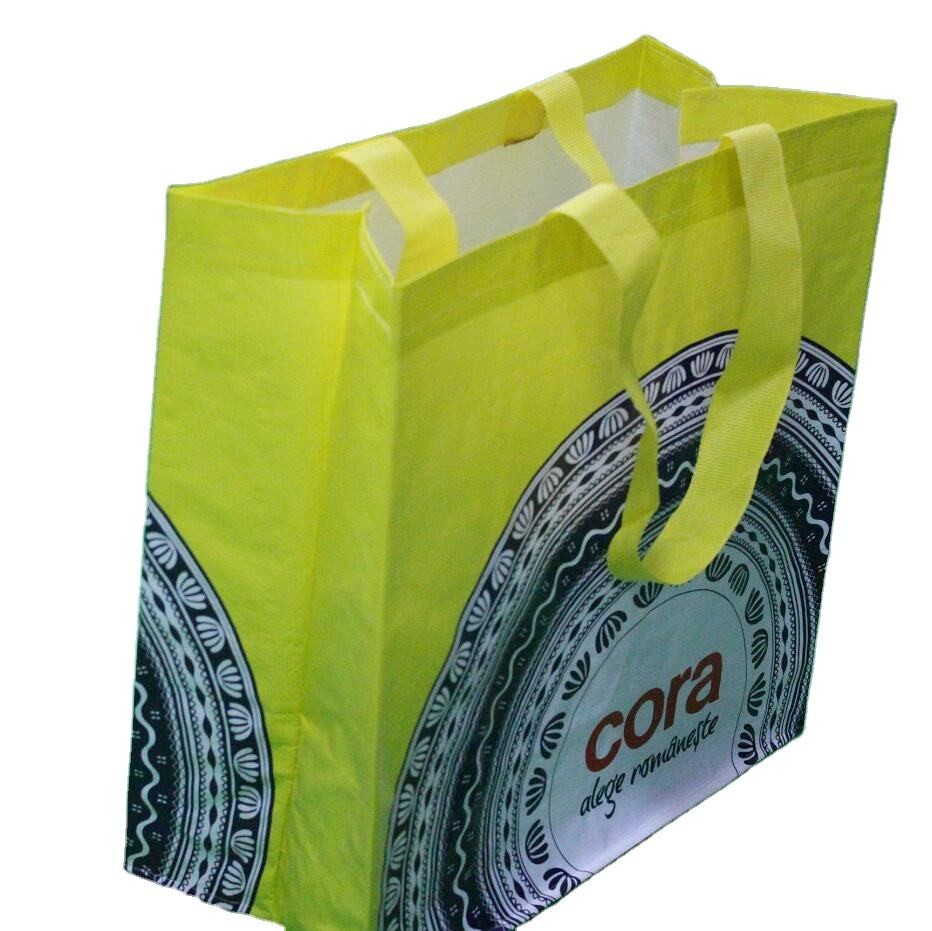 Customised folding reusable fashion pp woven full printing laminated shopping bag