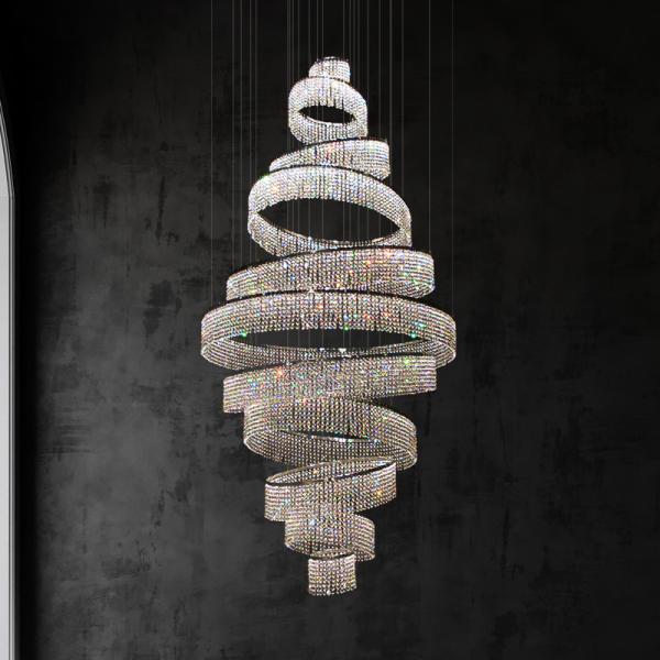 Modern Staircase Chandeliers For Living Room Lobby Club Luxury Ring Lights(WH-NC