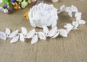 China Milk Silk Water Soluble Chemical Polyester Lace Trim For Dresses Feather Pattern wholesale