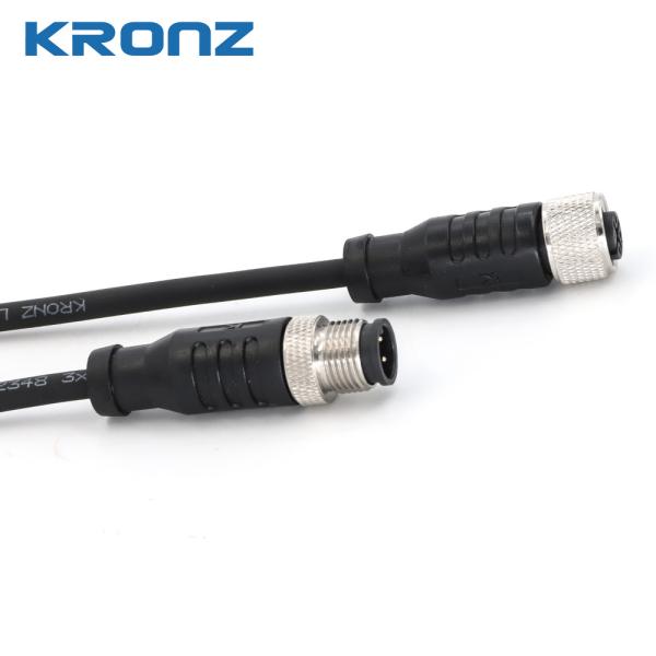 M12 Connector 4-Pin Male Front Panel Mount Connector with 10M Black Cable