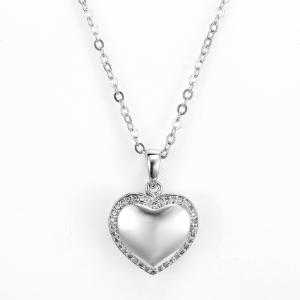 China 3.15g 925 Silver CZ Pendant Rhodium Valentines Day Heart Pendant wholesale