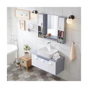 China Wall Mounted Sintered Stone Bathroom Vanity Combo 2024 Product with Mirrored Cabinets wholesale