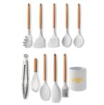 11 Pcs Non Stick Silicone Kitchen Utensil Sets Household Wooden Handle