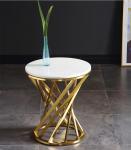 30kg Glossy Tempering Glass / Round Marble End Table For Living Room