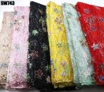 2023 Austria wedding dress tulle sequins lace African French Lace Fabric women