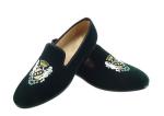 Slip On Embroidered Velvet Loafers Handmade Low Heel Flat Casual Shoes for Men