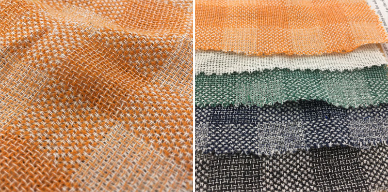 Washed Gingham Woven Stripe Cotton Linen Jacquard Fabric 110gsm