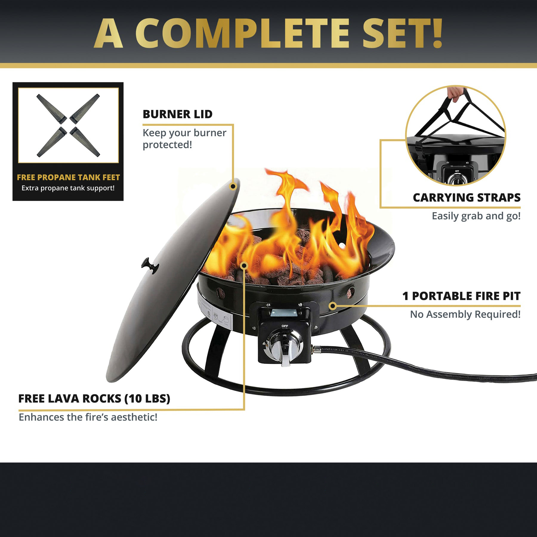 23 Pounds AJUNION Gas Propane Fire Pit for Camping Travel Stainless Steel Portable