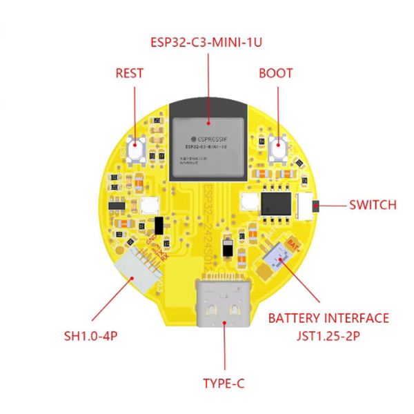 1.28 Inch ESP32-C3 Circular Display 240*240 IPS LCD Touch Screen TFT Module WIFI Development Board