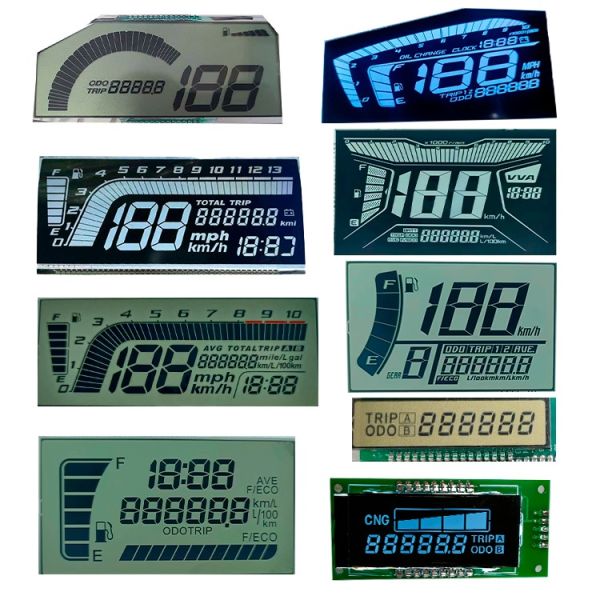 Customized Size Htn Type Segment Lcd Display Panel For Car Ebike Speedometer