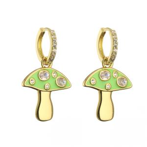 China Cute Enamel Gold Plated Drop Earring Mushroom Dangle Earrings wholesale