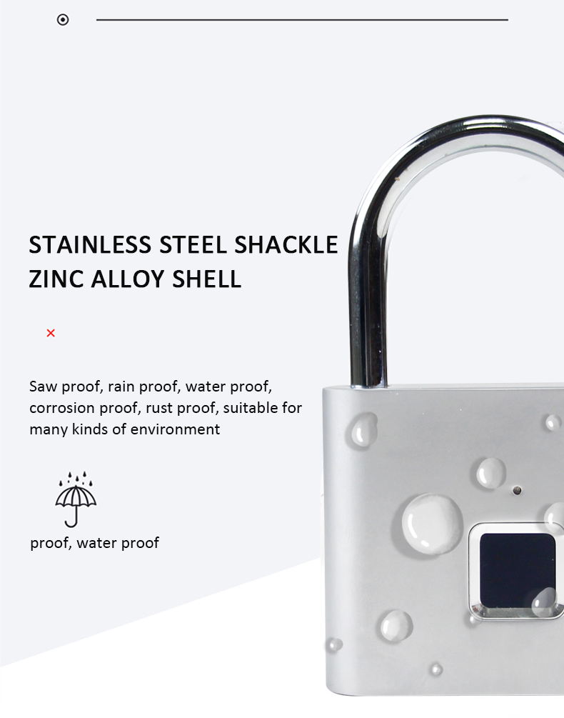 10 fingerprints Rainproof Smart fingerprint padlock