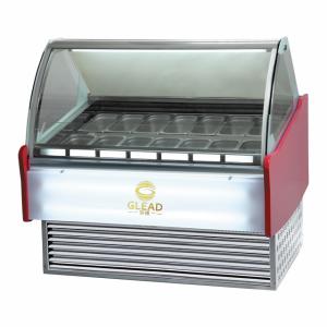 China Commercial Ice Cream Showcase Refrigeration Unit 220-240V 2N-50HZ 1/4*6PAN PCS Air Cooling 2200W Power wholesale