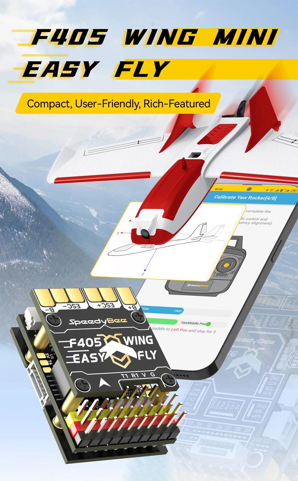 SpeedyBee F405 Mini Fixed Wing Flight Controller For FPV Racing Drones Quadcopters Plastic ArduPilot/INAV Compatible