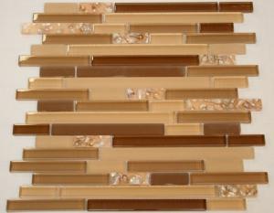 China Gradient Beige Exterior Linear Sea Shell Mosaic Tile Pieces For Garden Paving on sale