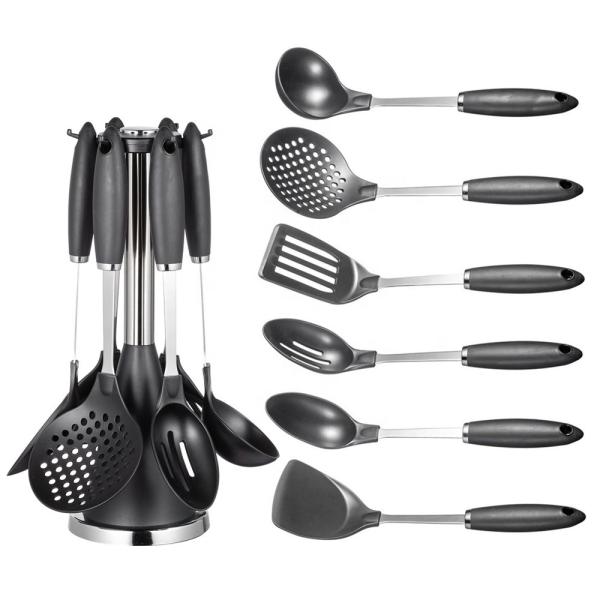 TPR Handle Stainless Steel Kitchen Utensils Spoons for Home and Kitchen