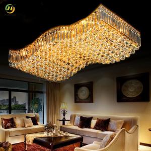 China JYLIGHTING Luxury Modern Atmosphere Crystal Gold Rectangular Hall Living Room Villa Project Ceiling Lamp wholesale