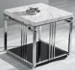 White Quartz Top Living Room Coffee Table Metal Frame With Stainless Steel