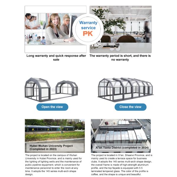 Customizable Electric Motorized Retractable Sunroom with Laminated Tempered Glass Roof for Outdoor Spaces