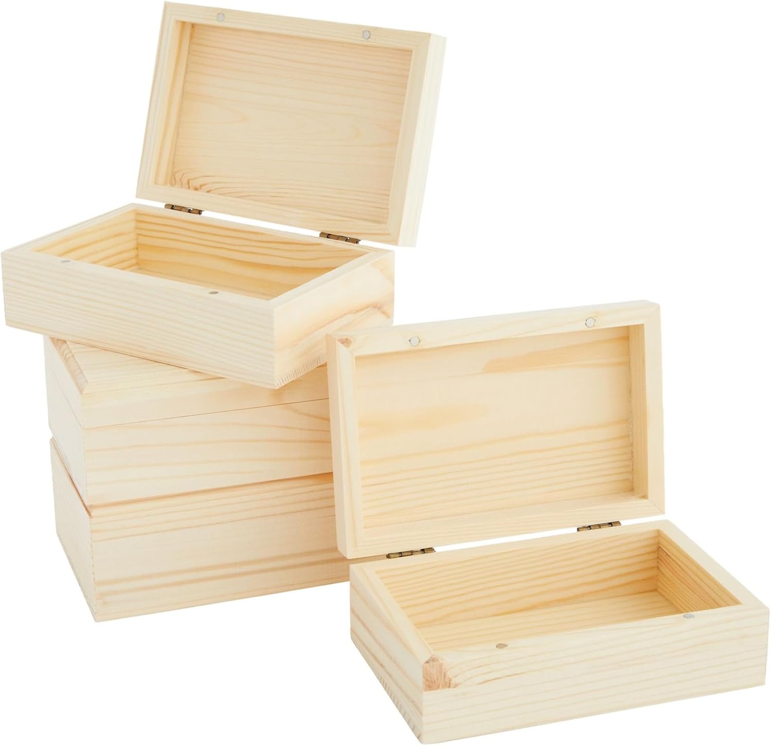 wooden box with lid Unfinished Wood Boxes with Hinged Magnetic Lid