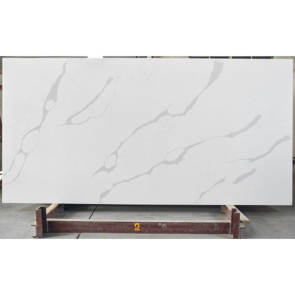 7% Resin 30MM Glossy White Calacatta With Grey Veins For Bathroom