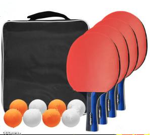 China 5 Plies Plywood 3 Star Table Tennis Racket Set Black Bag 8 ABS Balls Straight Handle Professional Training wholesale
