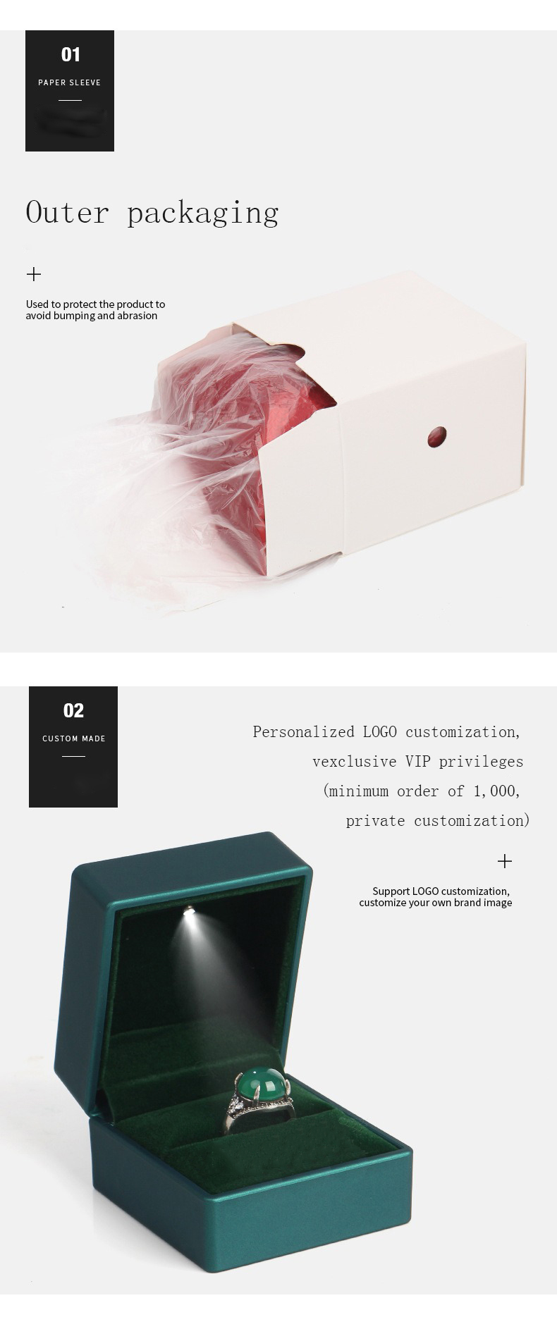 Spray Paint Plastic Engagement Ring Gift Box Built In LED Light