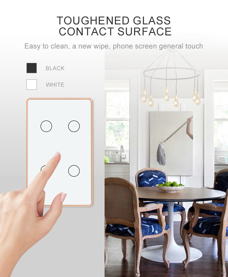 Smart Home Interruptor Smart Recessed Design Concave Concavo Glass Single Fire Line Without Neutral Wire Zigbe