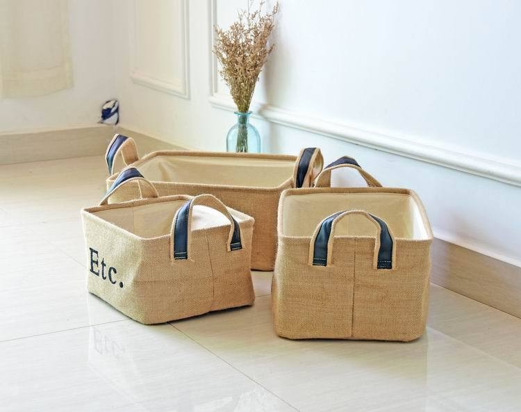 Waterproof Jute Collapsible Foldable Laundry Basket washing basket