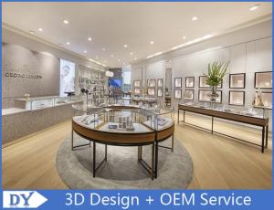 China Metal Round Shape Veneer Store Jewelry Display Cases / Retail Glass Display Cabinets wholesale