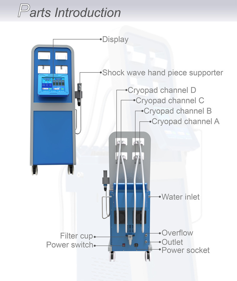 50Hz Pad Cryolipolysis Shock Wave Machine for Cellulite Removal