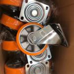 150mm Swivel Plate Ball Bearing Polyurethane Casters Orange Color