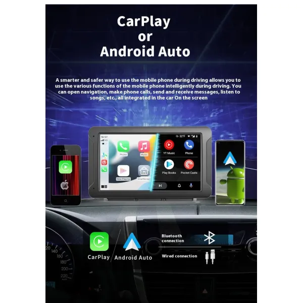 7 " Carplay Portable Car Navigation Multimedia MP5 Multi Function Connected Car Bluetooth