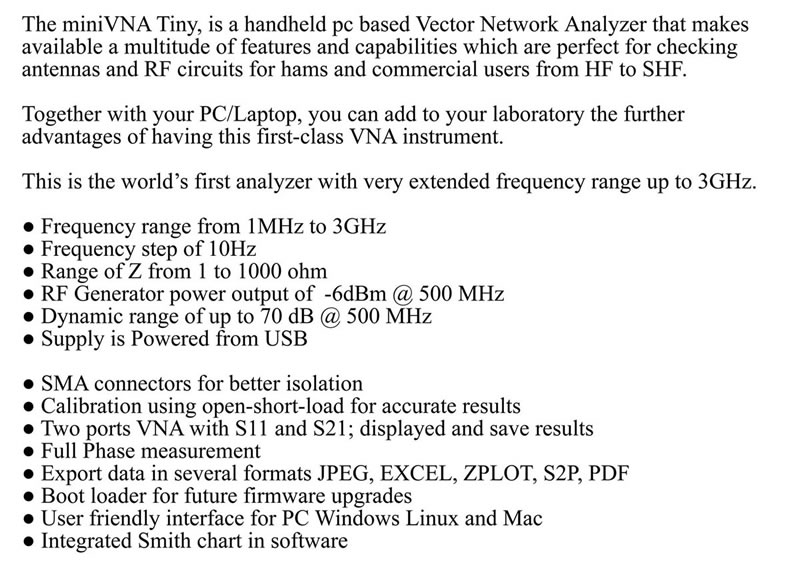 2019 New 1M-3GHz Network Analyzer MiniVNA Tiny Plus2