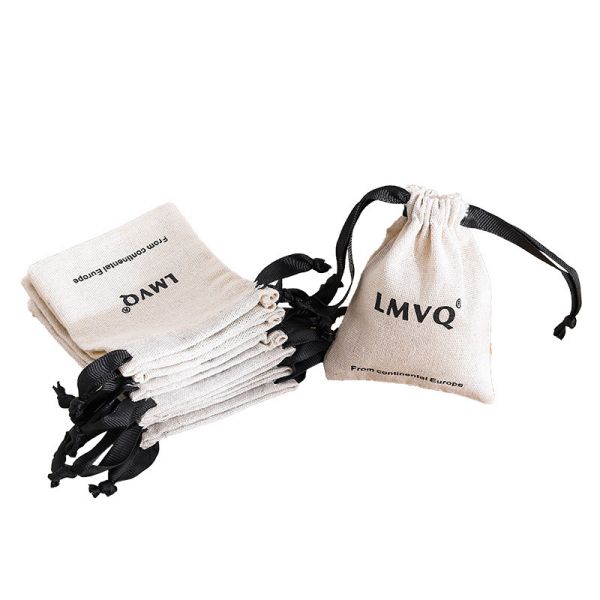 Customized LOGO Wholesale Customizable Cotton And Linen Drawstring Bag Small Cotton Canvas Jewelry Bag Jewelry Drawstring Storage Bag