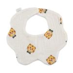 Organic Cotton Flower Shape Printed 6 Layers Muslin Cotton Baby Feeding Bibs