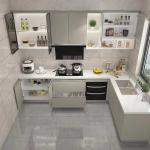 Modern Wooden Open Hotel Kitchen Cabinets Sets Quartz Counter