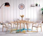 Upholstered Modern Natural Ash Wood Dining Room Chair Armrest