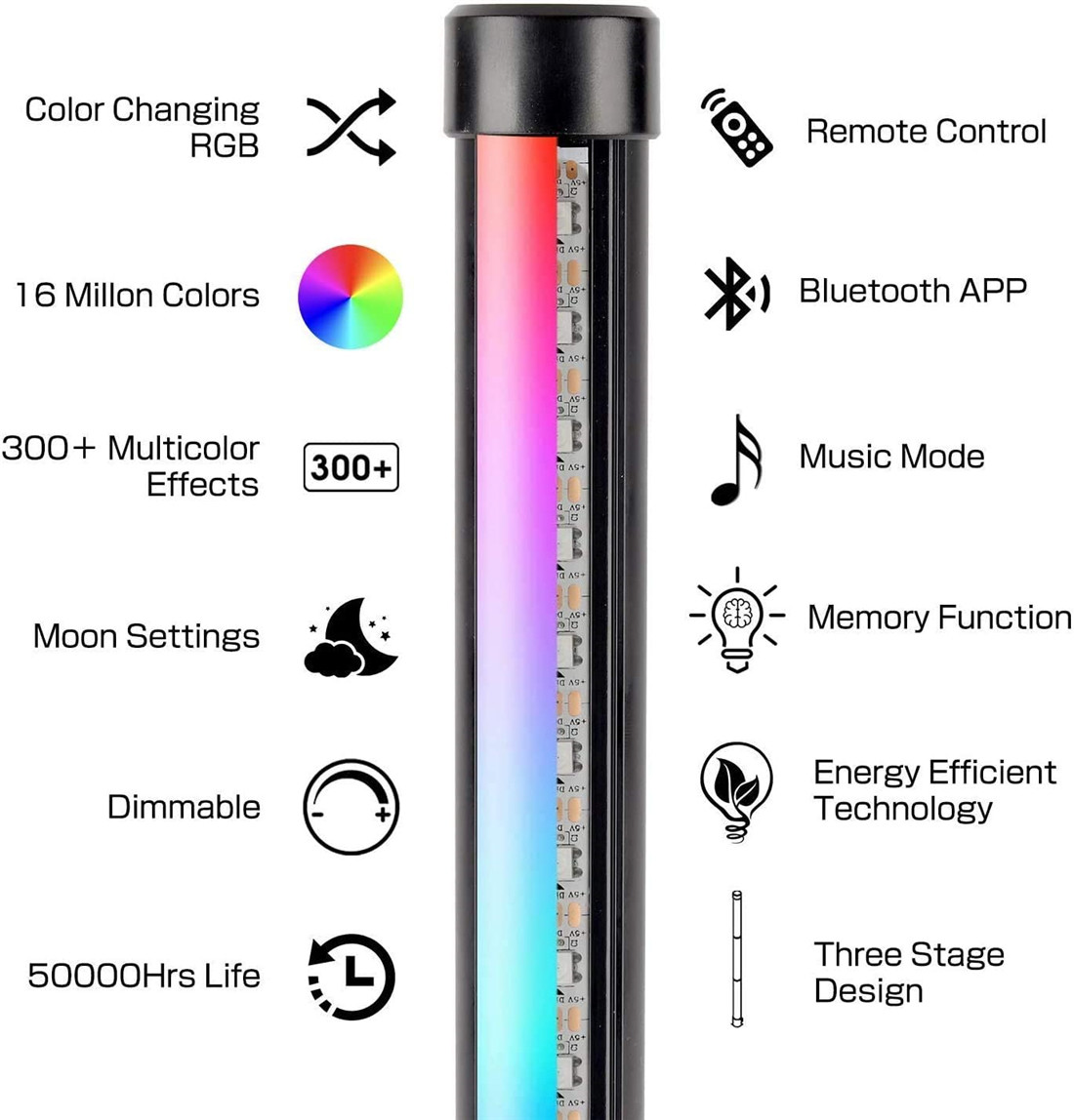 Smart Floor Lamp RGBW Corner Ambience Light Bedroom Music Sysc Moden Stand Lamp