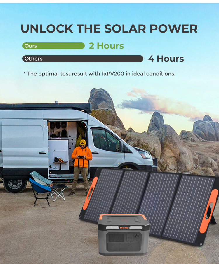 2Kw Lifepo4 Portable Power Station Solar Generator Emergency Battery